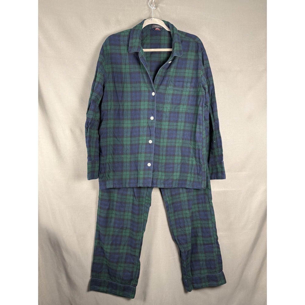 J.Crew Pajama Set Mens Size M Green Blue Plaid Black Watch Tartan Sleepwear